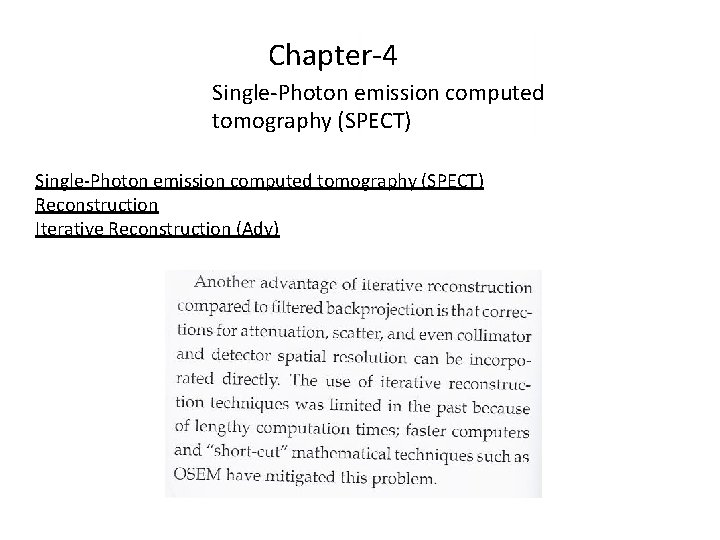 Chapter-4 Single-Photon emission computed tomography (SPECT) Reconstruction Iterative Reconstruction (Adv) 