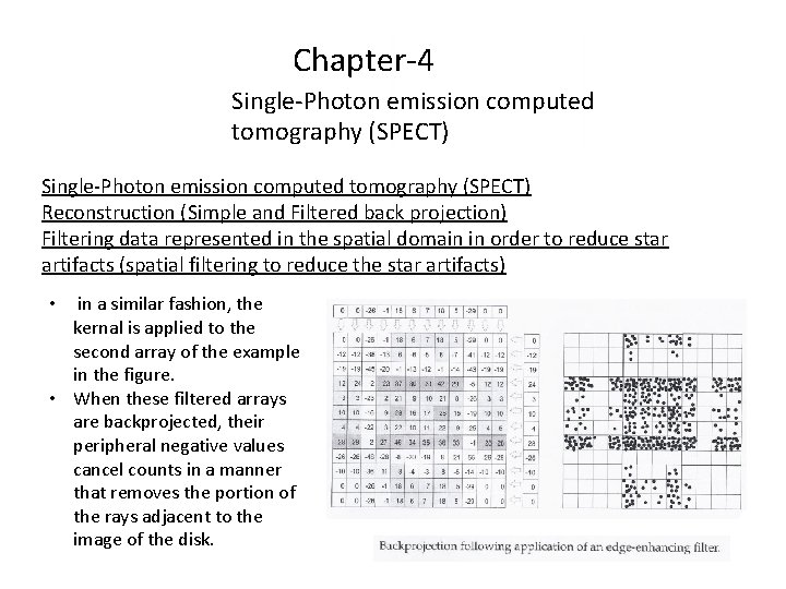 Chapter-4 Single-Photon emission computed tomography (SPECT) Reconstruction (Simple and Filtered back projection) Filtering data