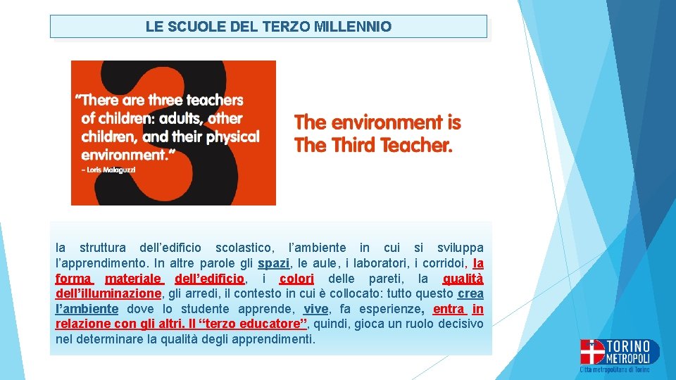 LE SCUOLE DEL TERZO MILLENNIO la struttura dell’edificio scolastico, l’ambiente in cui si sviluppa