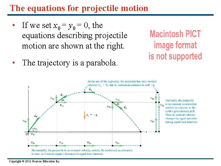 The equations for projectile motion • If we set x 0 = y 0