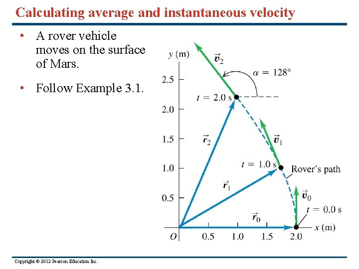 Calculating average and instantaneous velocity • A rover vehicle moves on the surface of