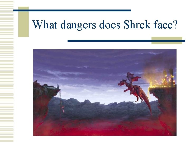 What dangers does Shrek face? 