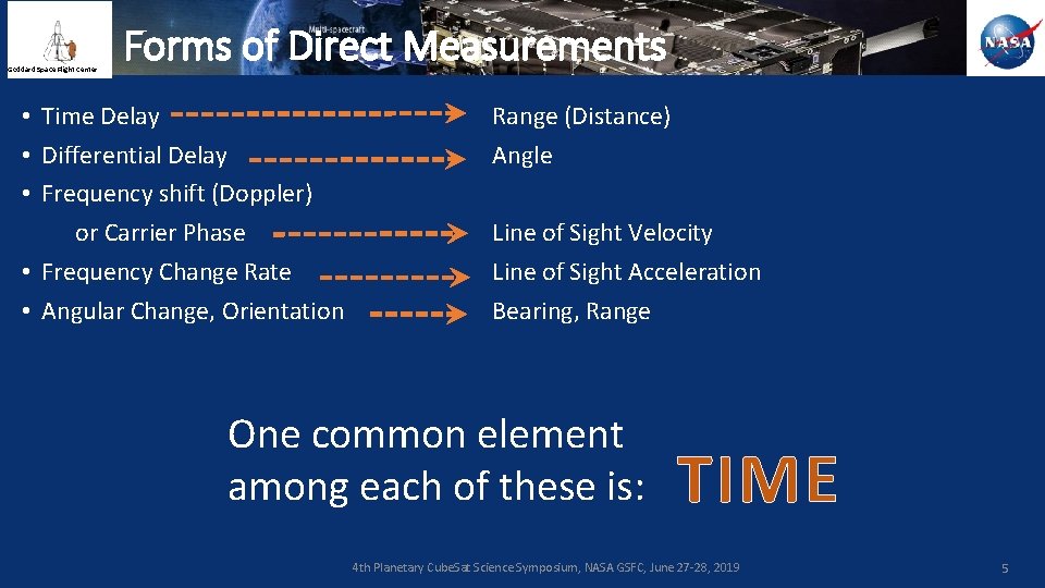 Goddard Space Flight Center Forms of Direct Measurements • Time Delay • Differential Delay