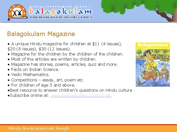 Balagokulam Magazine • A unique Hindu magazine for children at $11 (4 issues), $20