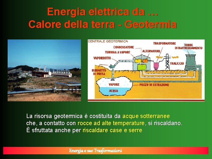 Energia elettrica da … Calore della terra - Geotermia La risorsa geotermica è costituita