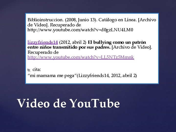 Biblioinstruccion. (2008, Junio 13). Catálogo en Línea. [Archivo de Video]. Recuperado de http: //www.