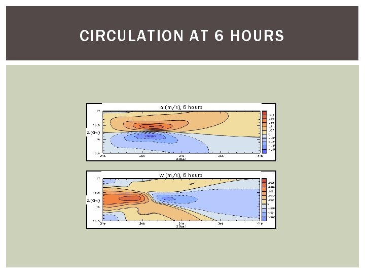 CIRCULATION AT 6 HOURS u (m/s), 6 hours Z (km) w (m/s), 6 hours