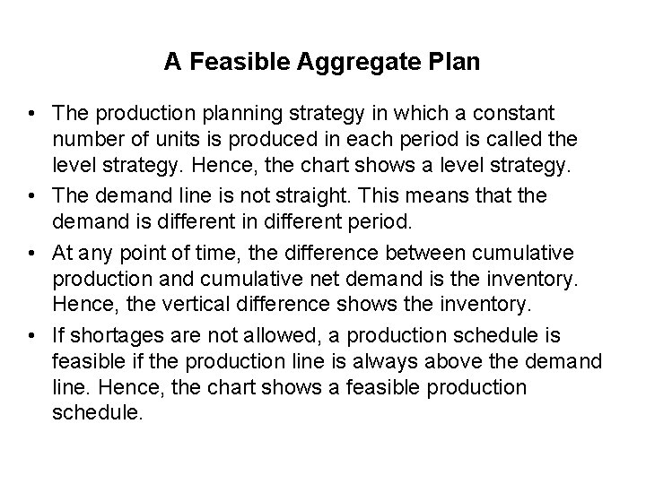 A Feasible Aggregate Plan • The production planning strategy in which a constant number