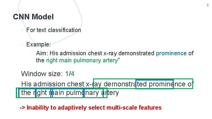 6 CNN Model ▪ For text classification ▪ Example: ▫ Aim: His admission chest