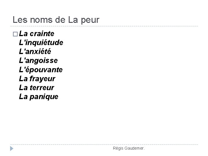 Vocabulaire des motions Pour chaque motion vous trouverez