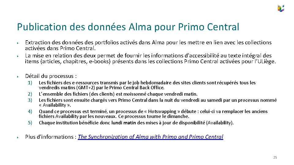 Publication des données Alma pour Primo Central ▶ ▶ ▶ Extraction des données des