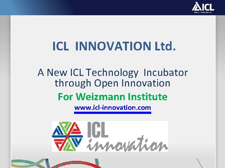 ICL INNOVATION Ltd. A New ICL Technology Incubator through Open Innovation For Weizmann Institute