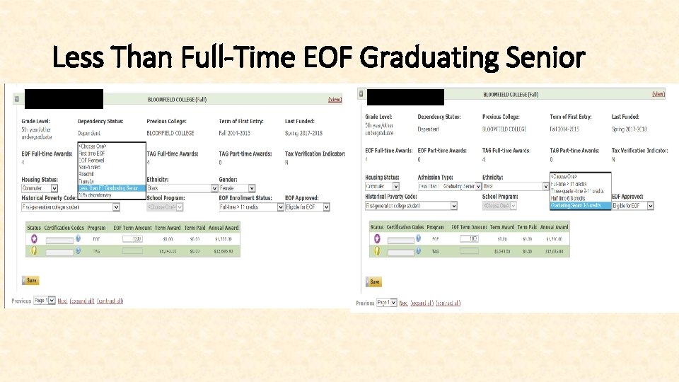 Less Than Full-Time EOF Graduating Senior 