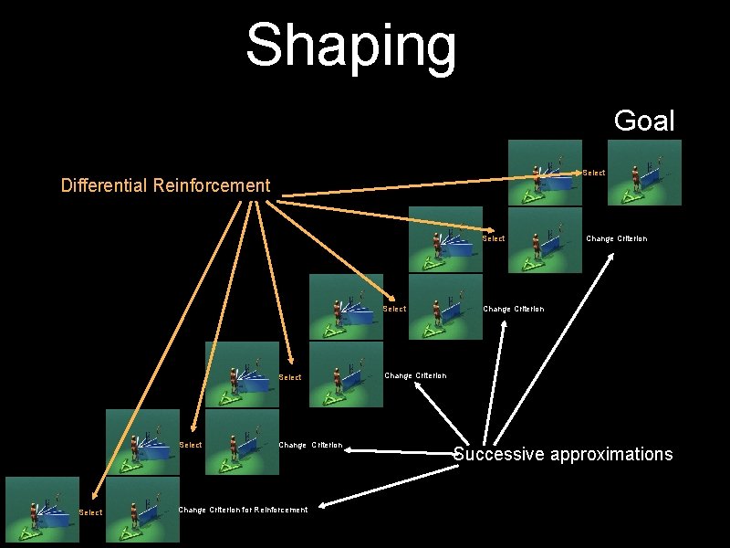 Shaping Goal Select Differential Reinforcement Select Select Change Criterion for Reinforcement Change Criterion Successive