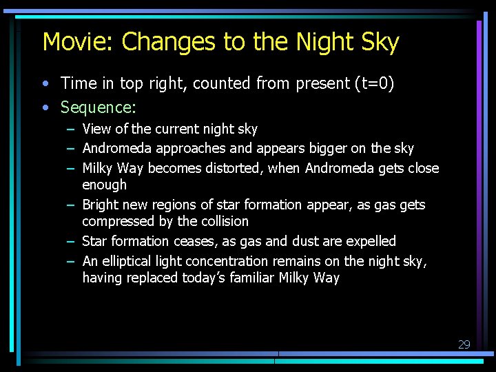 Movie: Changes to the Night Sky • Time in top right, counted from present