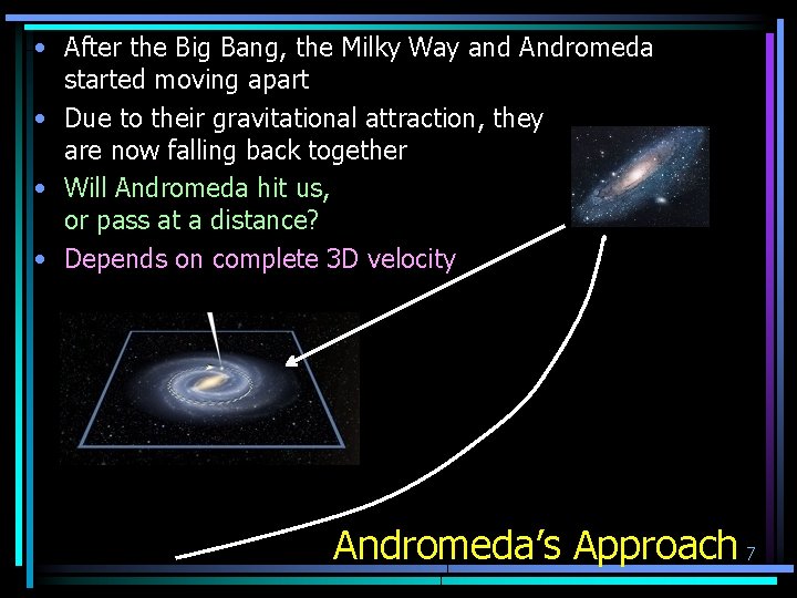  • After the Big Bang, the Milky Way and Andromeda started moving apart