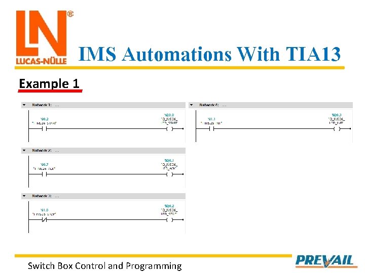 IMS Automations With TIA 13 Example 1 Switch Box Control and Programming 
