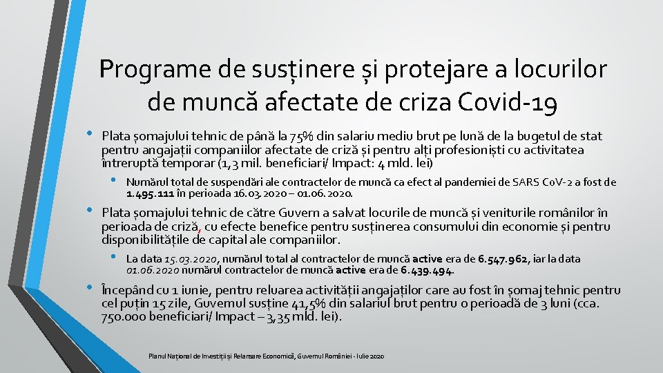 Programe de susținere și protejare a locurilor de muncă afectate de criza Covid-19 •