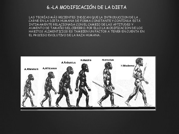 6. -LA MODIFICACIÓN DE LA DIETA LAS TEORÍAS MÁS RECIENTES INDICAN QUE LA INTRODUCCION