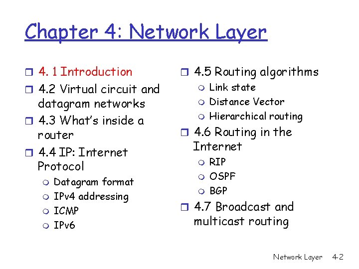 Chapter 4: Network Layer r 4. 1 Introduction r 4. 2 Virtual circuit and Chapter 4: Network Layer r 4. 1 Introduction r 4. 2 Virtual circuit and