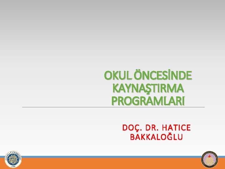 OKUL ÖNCESİNDE KAYNAŞTIRMA PROGRAMLARI DOÇ. DR. HATICE BAKKALOĞLU 