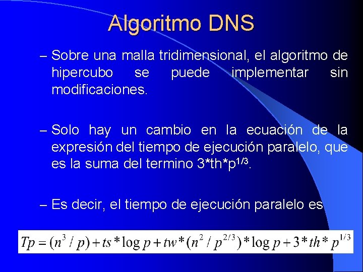 Algoritmo DNS – Sobre una malla tridimensional, el algoritmo de hipercubo se modificaciones. puede