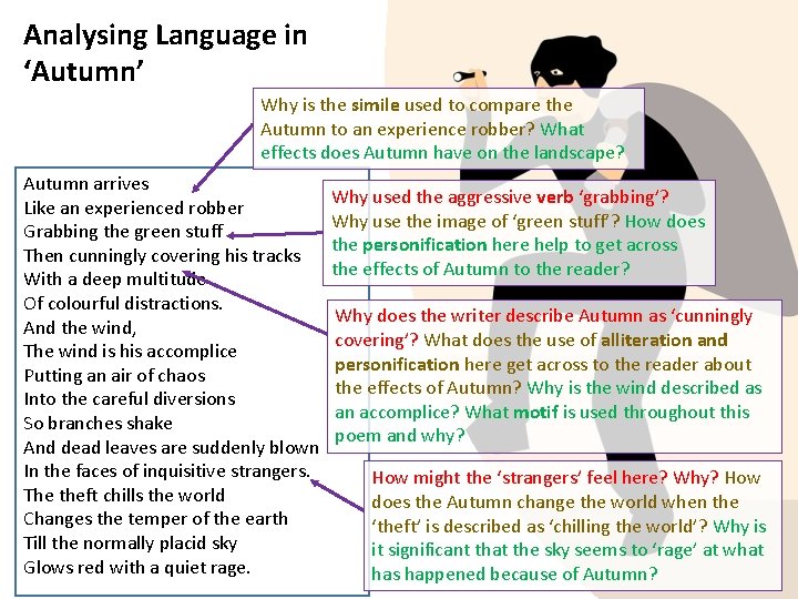 Analysing Language in ‘Autumn’ Why is the simile used to compare the Autumn to