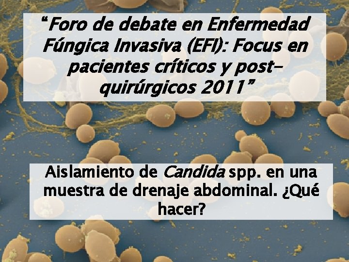 “Foro de debate en Enfermedad Fúngica Invasiva (EFI): Focus en pacientes críticos y postquirúrgicos