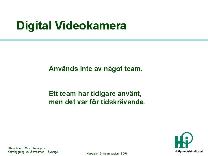 Digital Videokamera Används inte av något team. Ett team har tidigare använt, men det