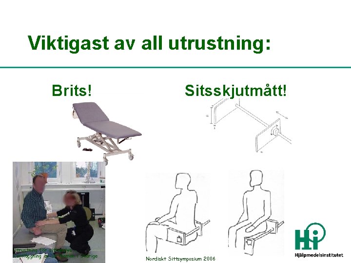 Viktigast av all utrustning: Brits! Utrustning för sittanalys Kartläggning av Sitteamen i Sverige Sitsskjutmått!