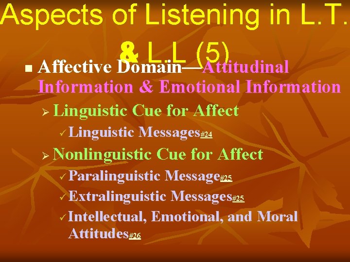Aspects of Listening in L. T. & L. L (5) n Affective Domain—Attitudinal Information