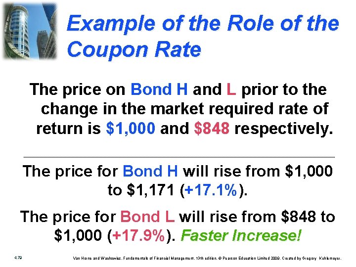 Example of the Role of the Coupon Rate The price on Bond H and