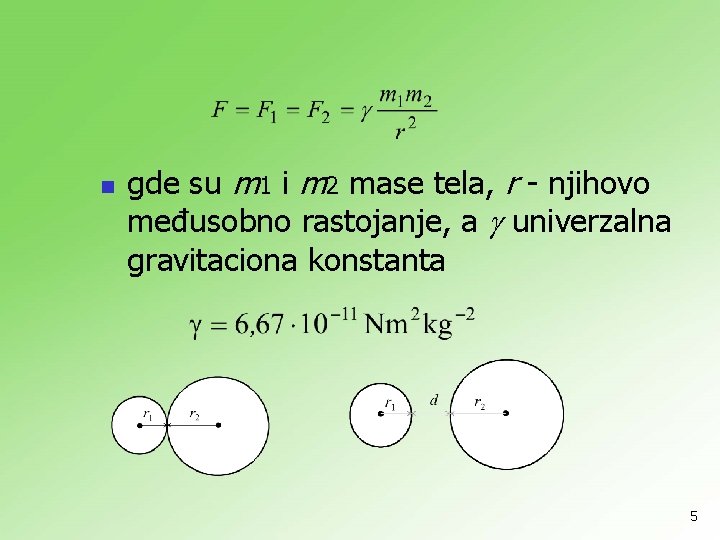 n gde su m 1 i m 2 mase tela, r - njihovo međusobno