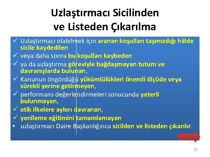 Uzlaştırmacı Sicilinden ve Listeden Çıkarılma ü Uzlaştırmacı olabilmek için aranan koşulları taşımadığı hâlde sicile