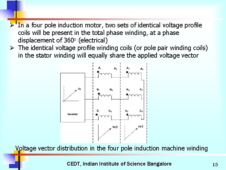 Ø In a four pole induction motor, two sets of identical voltage profile coils