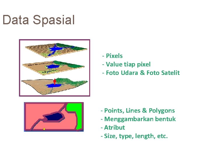 Data Spasial RASTER – GRID - Pixels - Value tiap pixel - Foto Udara