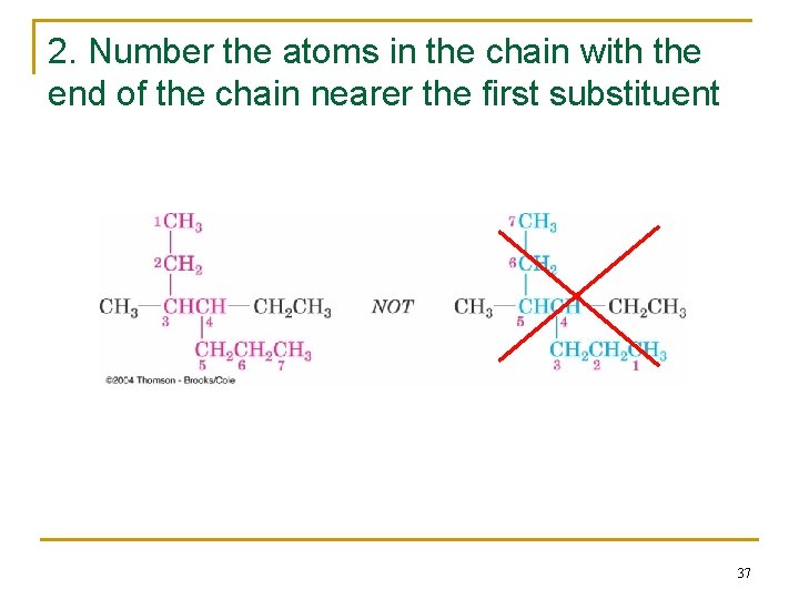2. Number the atoms in the chain with the end of the chain nearer