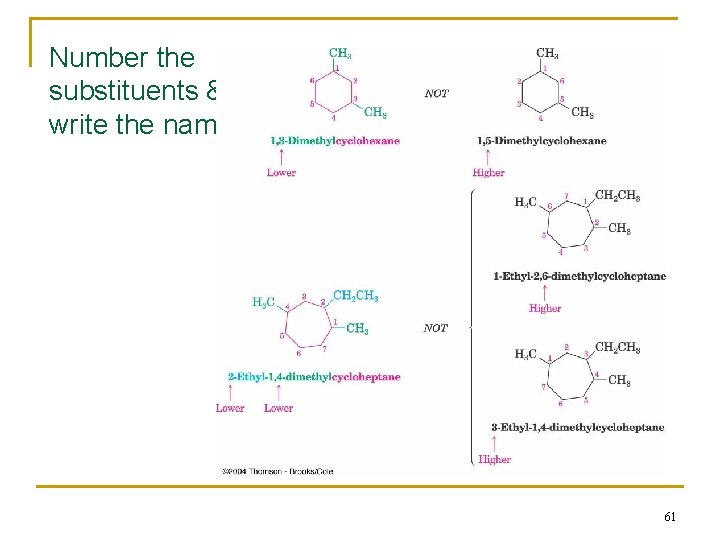 Number the substituents & write the name: 61 