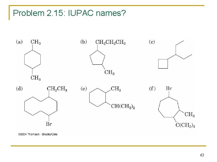 Problem 2. 15: IUPAC names? 63 
