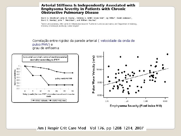 Correlação entre rigidez da parede arterial ( velocidade da onda de pulso PWV) e
