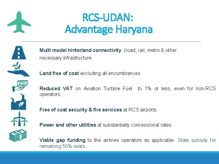 RCS-UDAN: Advantage Haryana Multi model hinterland connectivity (road, rail, metro & other necessary infrastructure.