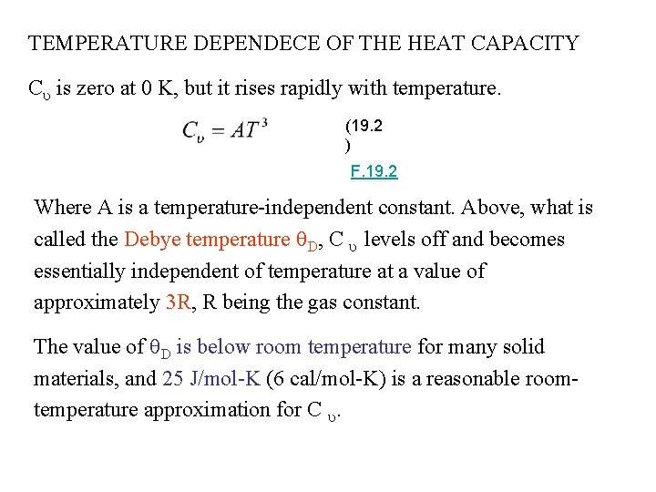 TEMPERATURE DEPENDECE OF THE HEAT CAPACITY C is zero at 0 K, but it