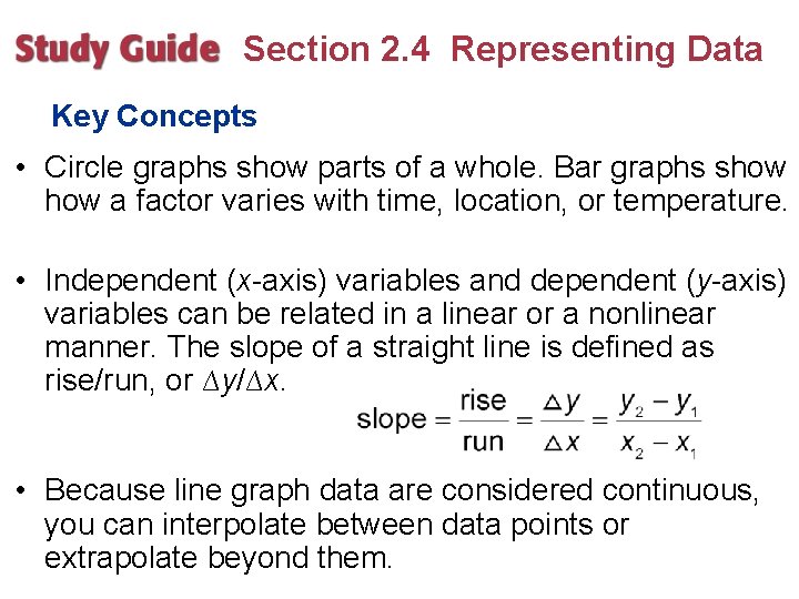 Section 2. 4 Representing Data Key Concepts • Circle graphs show parts of a Section 2. 4 Representing Data Key Concepts • Circle graphs show parts of a