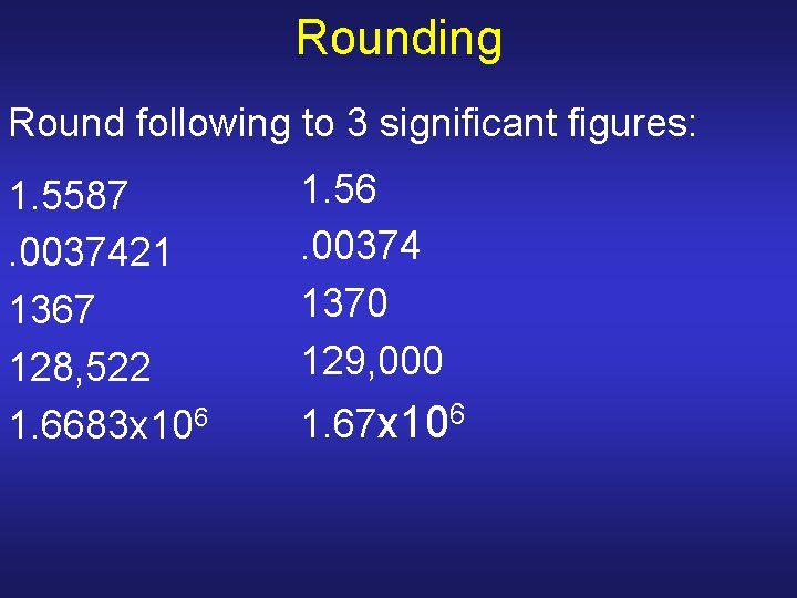 Rounding Round following to 3 significant figures: 1. 5587. 0037421 1367 128, 522 1. Rounding Round following to 3 significant figures: 1. 5587. 0037421 1367 128, 522 1.