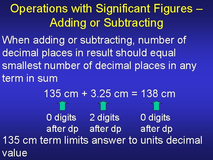 Operations with Significant Figures – Adding or Subtracting When adding or subtracting, number of Operations with Significant Figures – Adding or Subtracting When adding or subtracting, number of