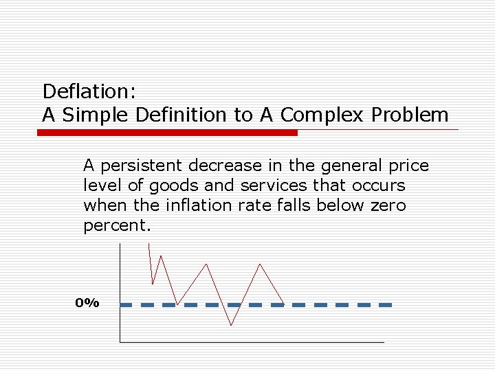 Deflation: A Simple Definition to A Complex Problem A persistent decrease in the general