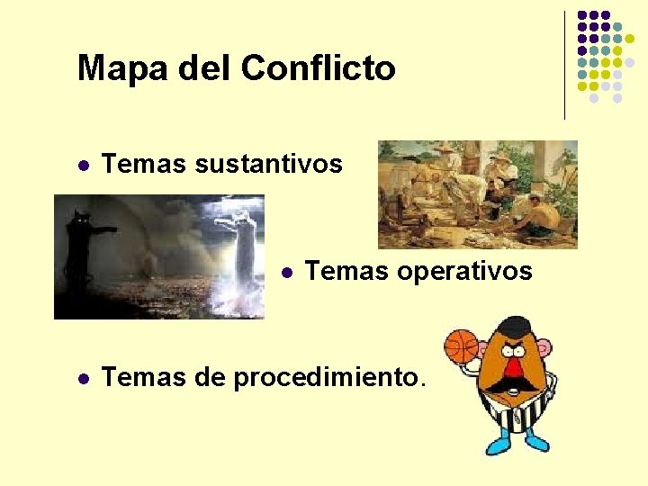 Mapa del Conflicto l Temas sustantivos l l Temas operativos Temas de procedimiento. 