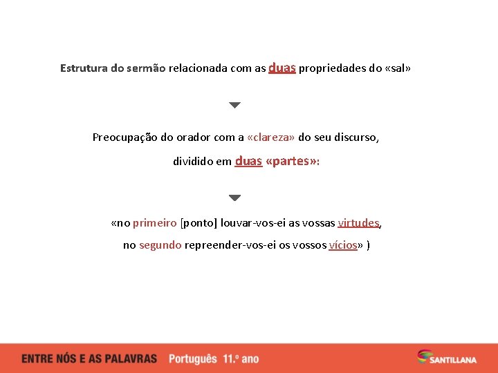 Estrutura do sermão relacionada com as duas propriedades do «sal» Preocupação do orador com Estrutura do sermão relacionada com as duas propriedades do «sal» Preocupação do orador com
