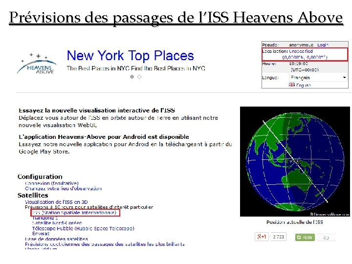 Prévisions des passages de l’ISS Heavens Above 