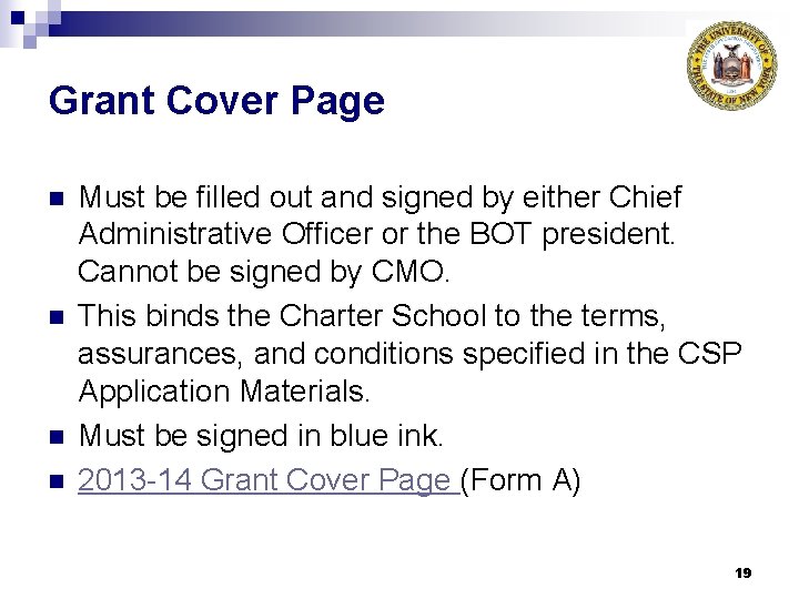 Grant Cover Page n n Must be filled out and signed by either Chief